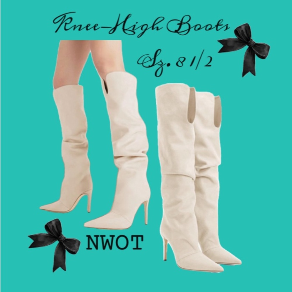Women's Cream Knee-High Boots